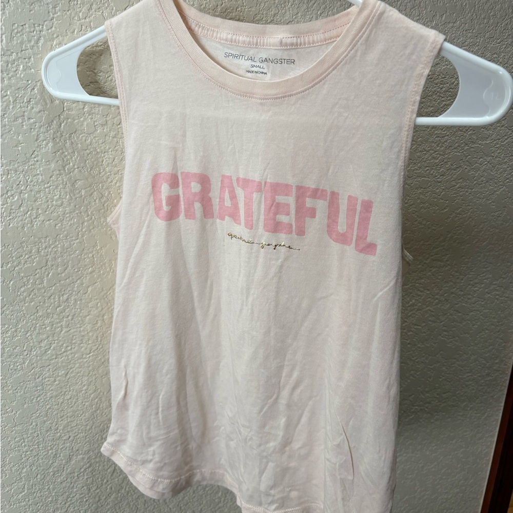Spiritual Gangster Women's Pale Pink 'Grateful' Muscle Tee